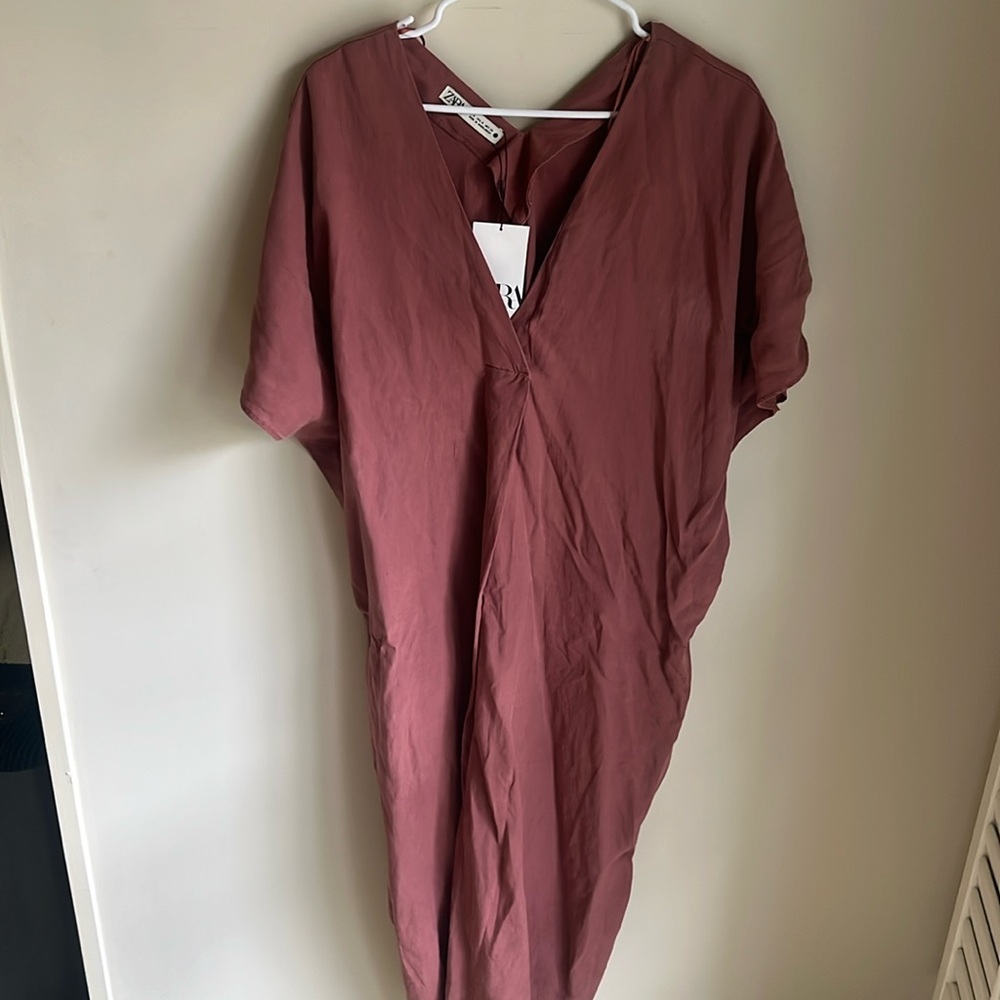 Zara dusty rose caftan maxi dress 
Size medium
NWT